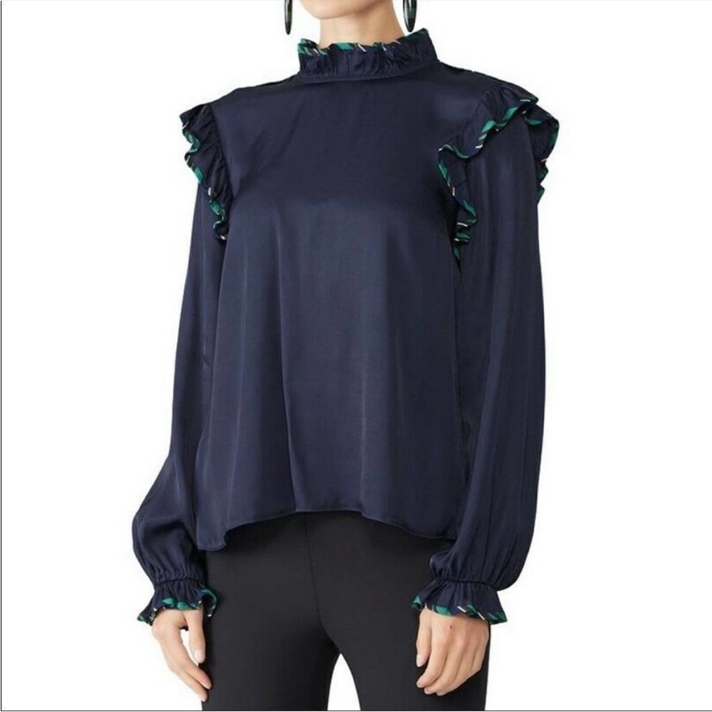 Opening Ceremony | Persian Twill‎ Navy Ruffle Trim Collared Blouse Size 4